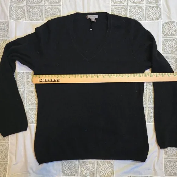 Cashmere by Charter Club Black100% Cashmere V-Neck Sweater Women’s Size Large - Picture 5 of 7